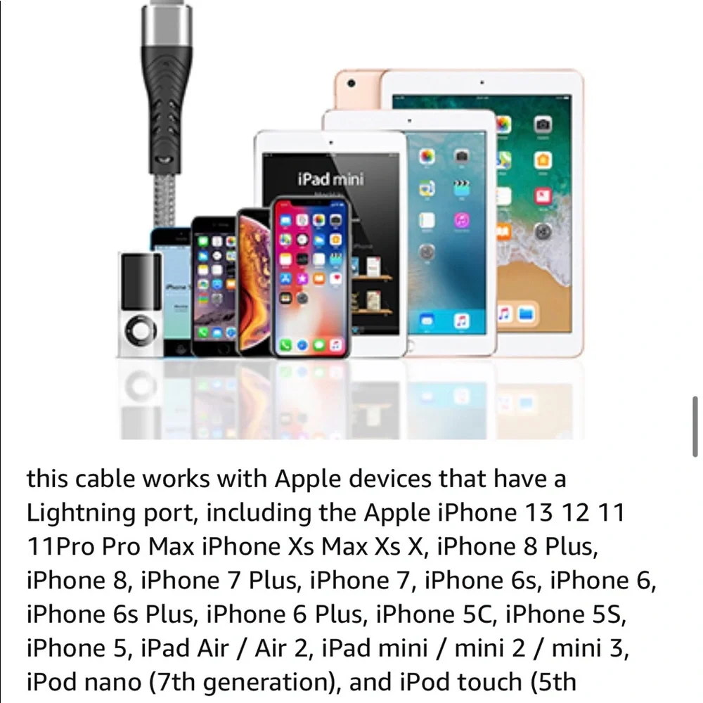 4Pack【Apple MFi Certified 】iPhone Charger Cord, Lightning Cable 10ft (Brand New)